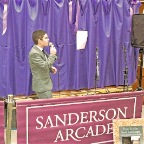 Tom Wyllie sings to open Curiously Wicked, Sanderson Arcade, Morpeth